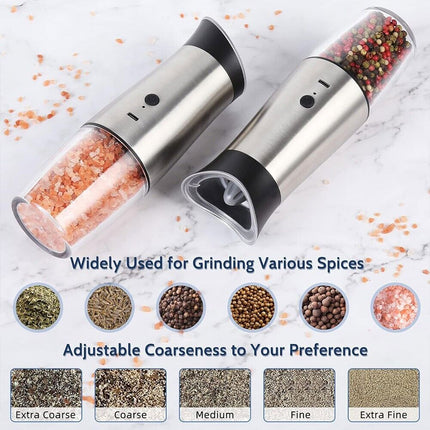 Electric Salt and Pepper Grinder Set 2 Packs USB Rechargeable Automatic