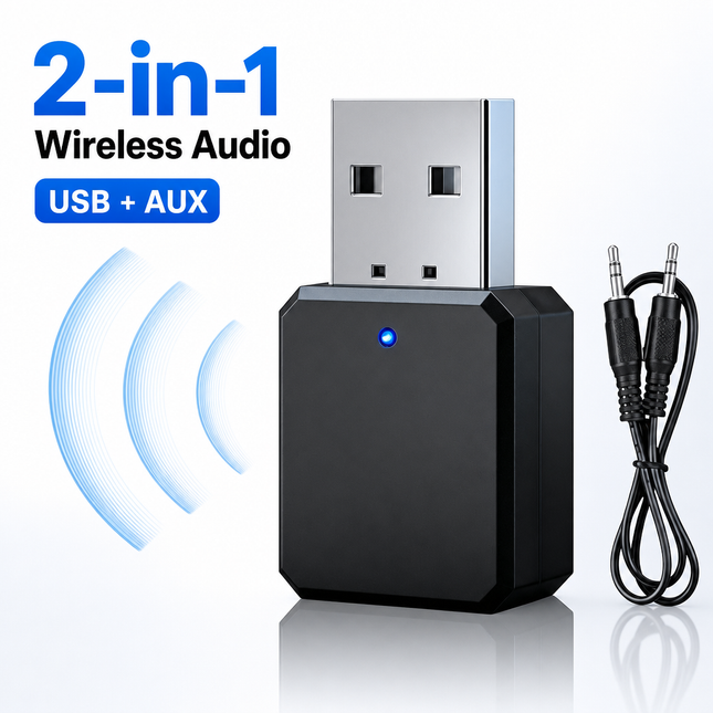 Bluetooth Audio Adapter USB 2 in 1 TX RX for Car Stereo AUX