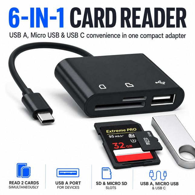 Card Reader USB C Micro USB SD TF Adapter for OTG Devices
