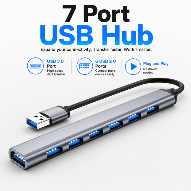 USB 3 0 Type C 7 Port Hub for Laptop PC
