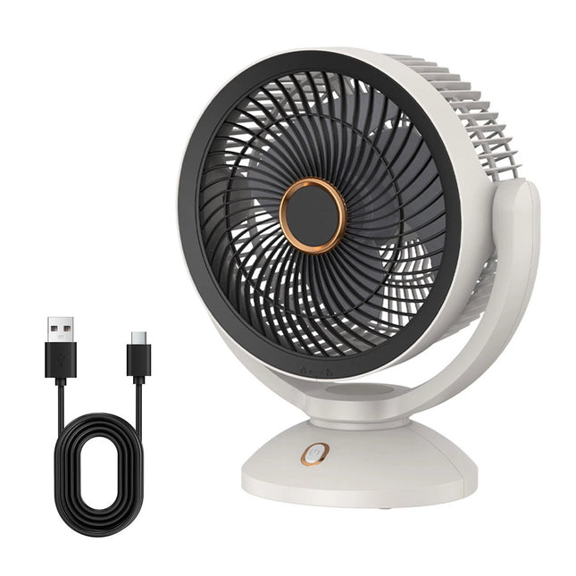 10 inch Portable USB 90Degree Table Fan Desk Fan Light Quiet Personal Cooler White