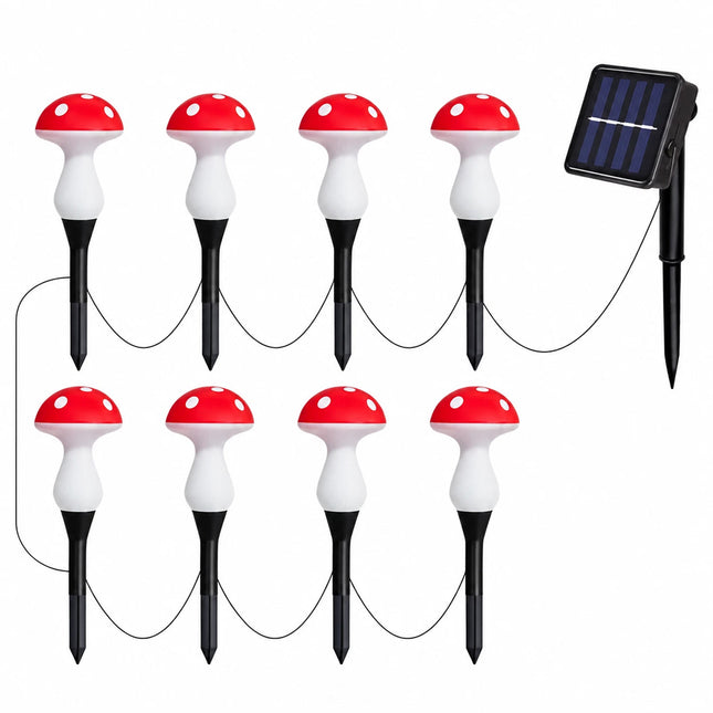 8Pcs Solar Mushroom Lights LED Fairy String Light Outdoor Garden Path Xmas Decor Lamp