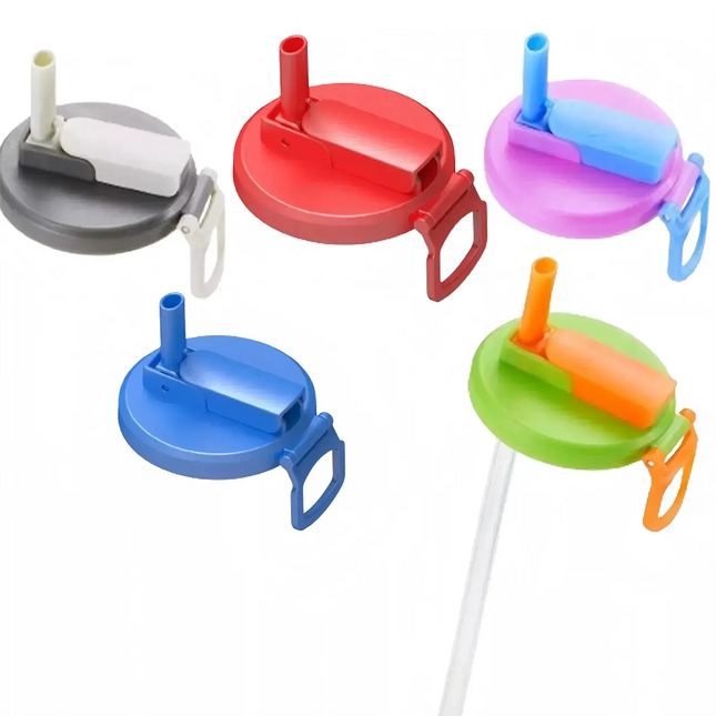 5PCS Beverage Drink Cans Soda Can Lids Covers Silicone Cover Straws Party Colors