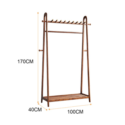 Solid Wood Coat Rack Scarf Cart Hanging Garment Coat Rack Rolling Stand