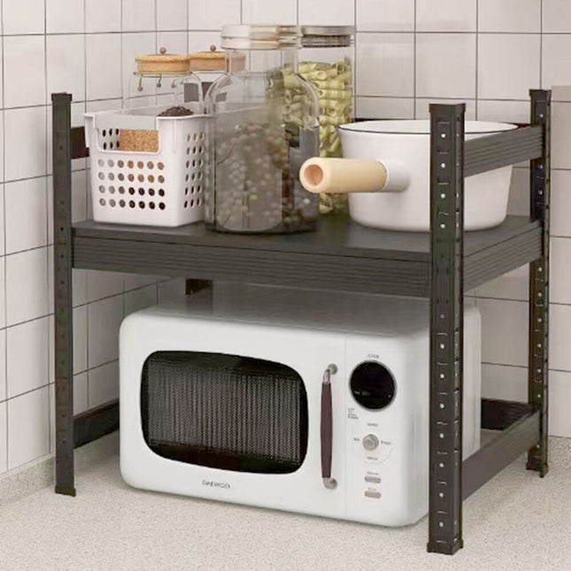 Black Heavy Duty Adjustable Microwave Shelf Oven Storage Rack Stand Holder Kitchen