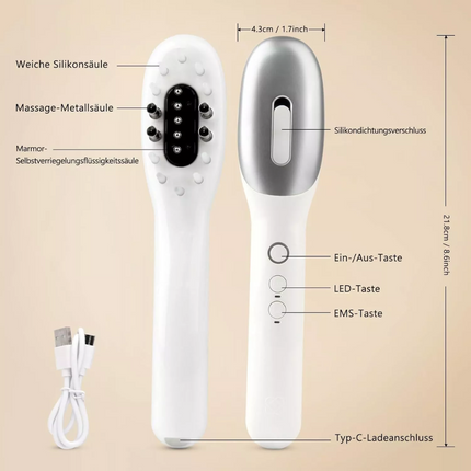 Electric Massage Comb EMS Red Light Therapy Hair Growth Scalp W/Oil Applicator