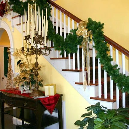 2X 9ft Christmas Garland with LED Lights Artificial Wreath Stairs Rattan Decoration