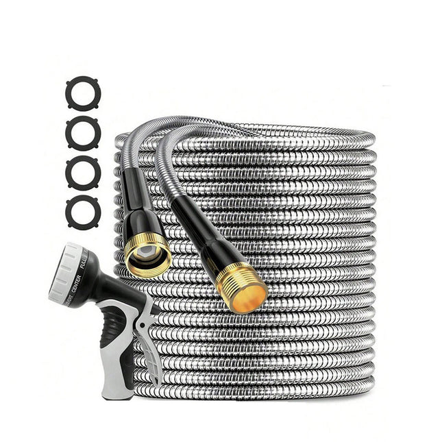 50FT Stainless Steel Water Hose Pipe Metal Garden Flexible Heavy Duty