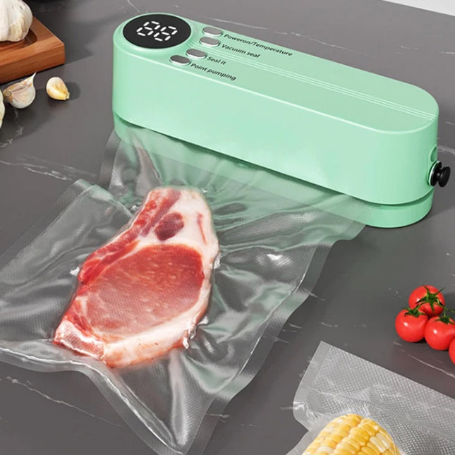 Mini Cordless Vacuum Sealer Wireless 60kpa Food Sealer for Kitchen Meat Nuts (Green)