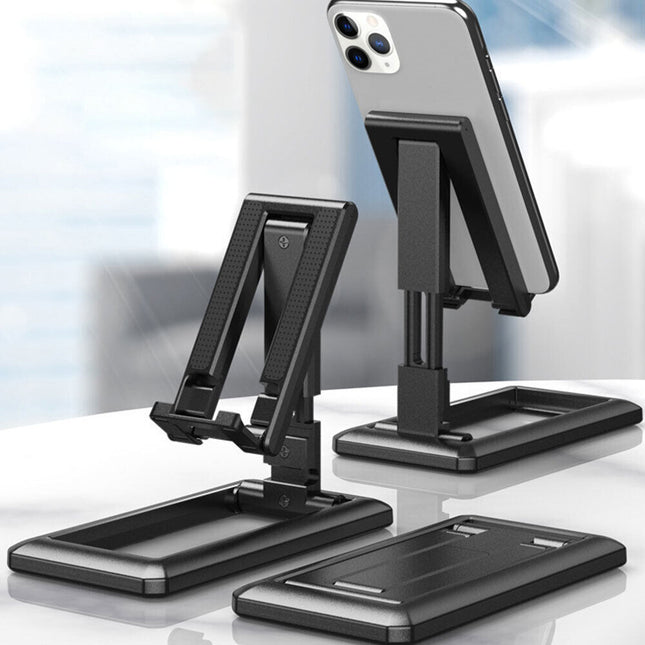 Black Foldable Adjustable Universal Desk Stand Holder For Mobile Phone Tablet Portable