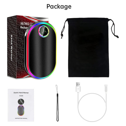 Hand Warmers Rechargeable 10000mAh Electric Pocket Handwarmer with 3 Heat Levels Black