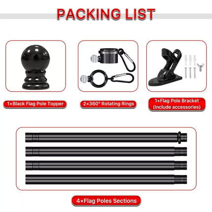 1.8M Flag Pole Kit for House Stainless Steel Flag Pole Holder Outdoor Wall Mount