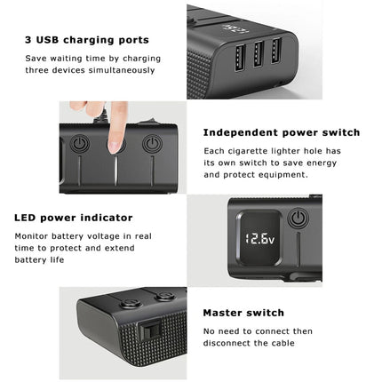 3Way 12-24V Car Cigarette Charger Lighter Socket Splitter Power USB Adapter Port 3Way Car Charger