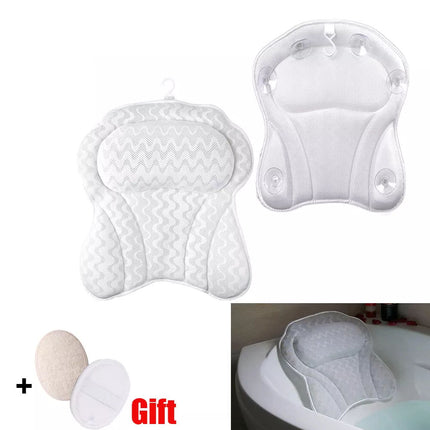 3D Bath Pillow Spa Bathtub Head Rest Neck Back Support Tub Breathable Cushion