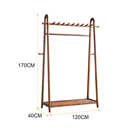 Solid Wood Coat Rack Scarf Cart Hanging Garment Coat Rack Rolling Stand