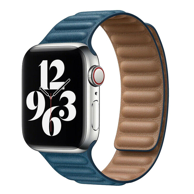 Apple Watch Replacement Band Leather Link Strap Blue
