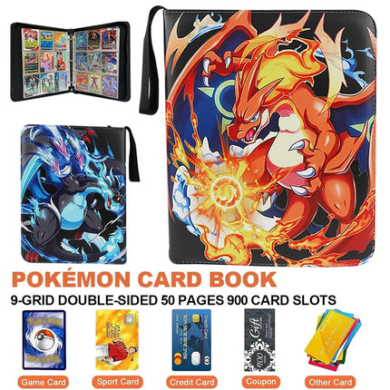 900 Pockets For Pokemon Card Folder Trading Cards Album Portfolio Pockets Binder