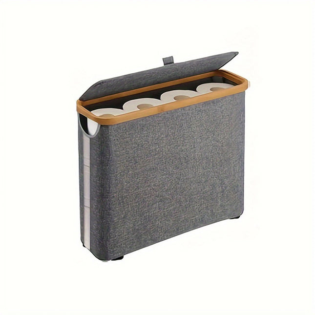 Toilet Paper Holder Bathroom Organizer with Lid Paper Storage Basket Collapsible