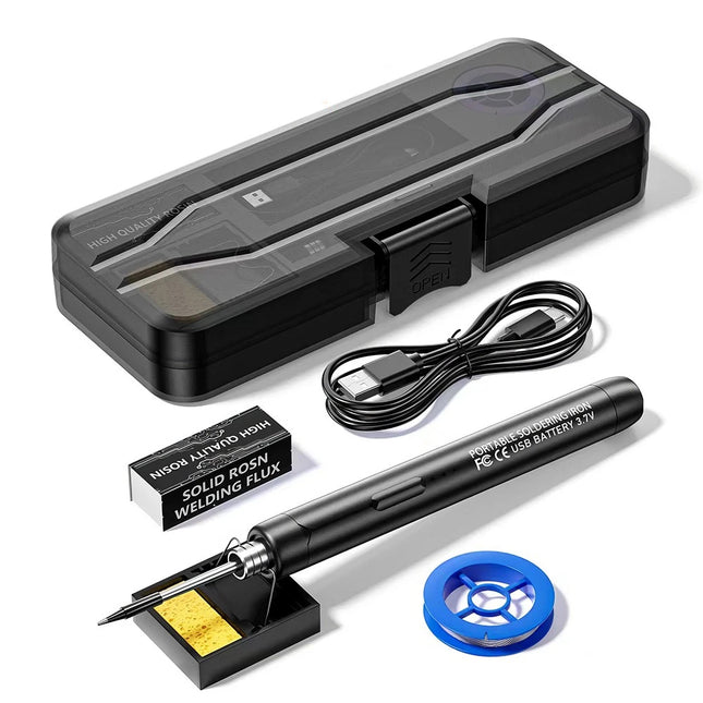 Electric Soldering Iron Kit Auto Sleep 3-Speed Temperature for Precision Repair Black