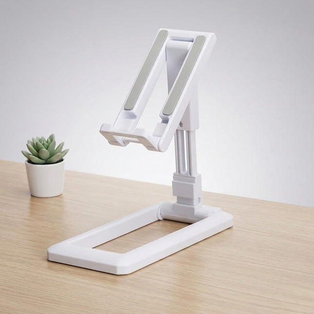 White Foldable Adjustable Universal Desk Stand Holder For Mobile Phone Tablet Portable