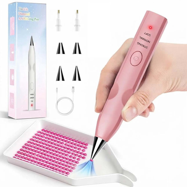 Cordless Electric Diamond Painting Pen Art Vacuum Pen Portable Rechargeable Pink