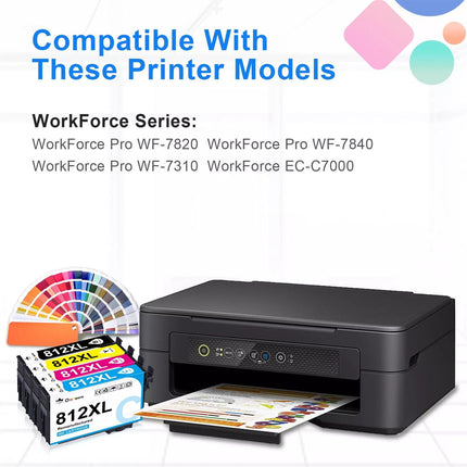 Compatible 812XL 812 XL Ink Cartridge For EPSON WF7830 WF7840 7845 WF4830 WF3820
