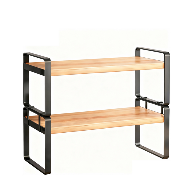 2 Layer Desktop Storage Rack Shelf Desk Bookshelf File Organizer Black