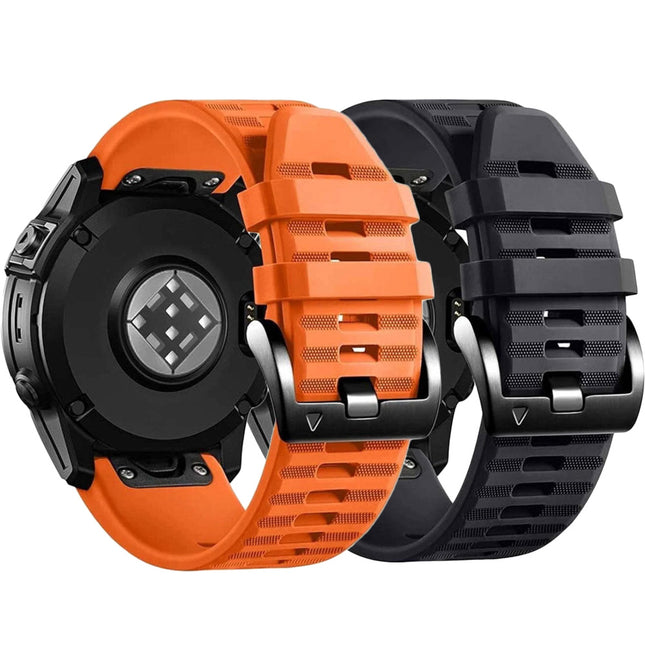 2Pack Replacement Sport Band Strap For Garmin Fenix 5 6 6x/7 7 Plus 7x Plus Orange & Black