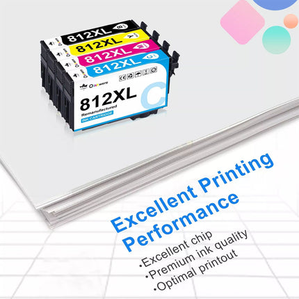 Compatible 812XL 812 XL Ink Cartridge For EPSON WF7830 WF7840 7845 WF4830 WF3820