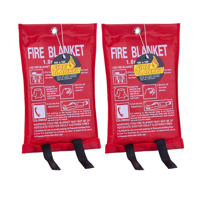 2PK Fire Blanket 1mx1m For Home Kitchen Office Caravan Emergency Australian Standard