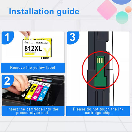 Compatible 812XL 812 XL Ink Cartridge For EPSON WF7830 WF7840 7845 WF4830 WF3820