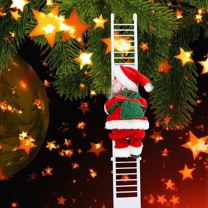 Electric Climbing Ladder Santa Claus Christmas Music Figurine Party Decor