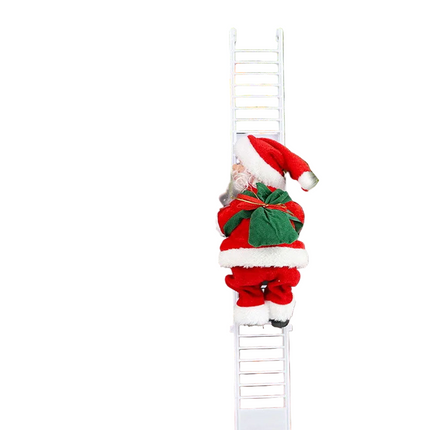 Electric Climbing Ladder Santa Claus Christmas Music Figurine Party Decor