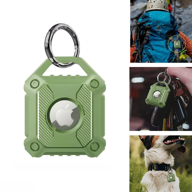 Green Apple AirTag Protective Case Waterproof TPU Cover Air Tag Tracker Loop Holder