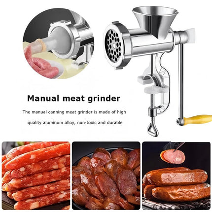 Manual Meat Grinder Table Hand Sausage Filler Stuffer Stainless Steel Kitchen