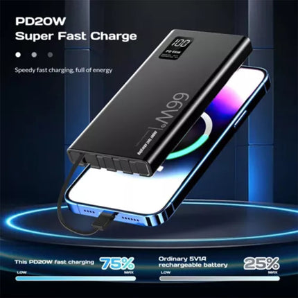 66W 30000mAh PD Fast Charging Power Bank Portable Charger Battery Powerbank Gift
