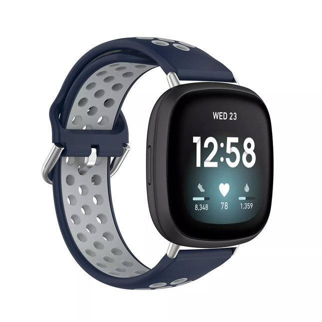 Blue & Grey For Fitbit Versa 4 3 Sense 2 Watch Strap Replacement Silicone Wrist Band Bands