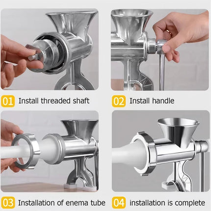 Manual Meat Grinder Table Hand Sausage Filler Stuffer Stainless Steel Kitchen