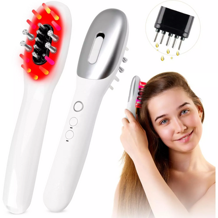 Electric Massage Comb EMS Red Light Therapy Hair Growth Scalp W/Oil Applicator