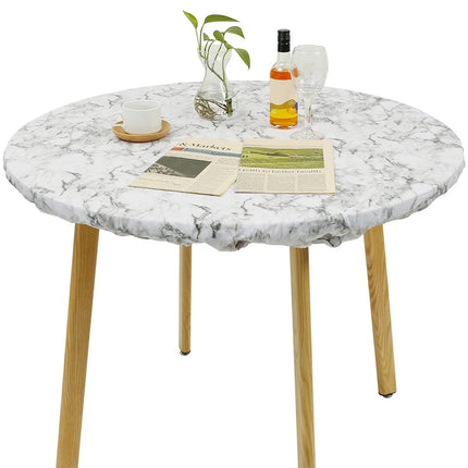 Elastic Edged Round Tablecloth Waterproof Oil-Proof Flannel Backed Table Cover