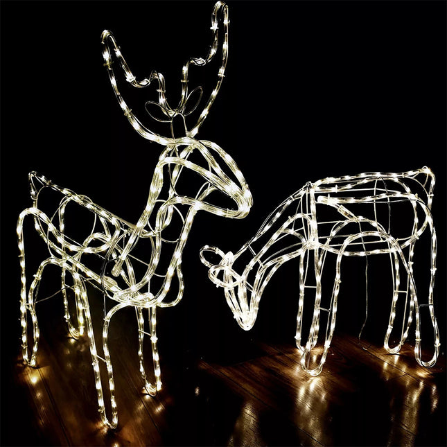 3D Christmas Decorations Outdoor Yard, Buck & Doe Reindeer Xmas Rope light