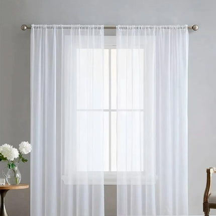 4 Panel Sheer Curtains Rod Pocket Window Sheer Voile Curtain Bedroom 140x213cm