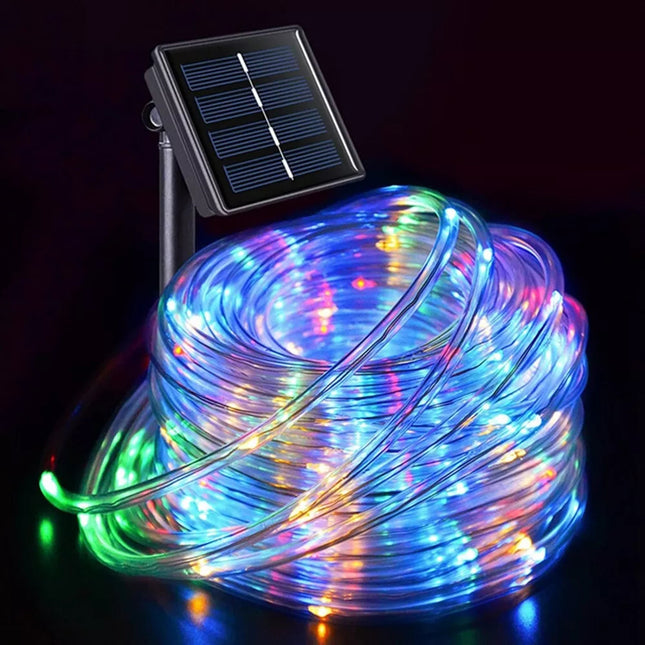 Solar 10M  Multicolored LED Rope Light PVC Hard Tube Party Christmas Lights Xmas 8Mode