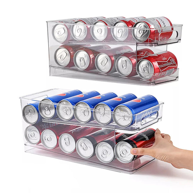 2X 2 Tier Can Dispenser Drink Beer Beverage Storage Rack Fridge Holder Shel
