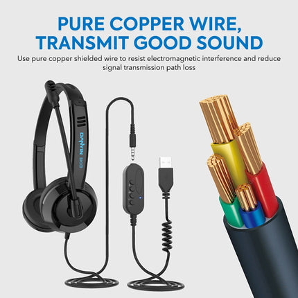 Mpow Wired 3.5mm USB Headset Noise Cancelling Stereo Business Headphones w/ Mic