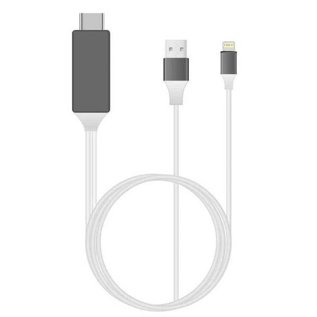 White 2m MFi Certified 8-Pin to HDMI Cable Digital TV AV Adapter For iPhone 14 13 iPad