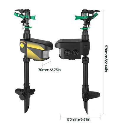 Solar Powered Motion Sensor Activated Animal Repeller Repellent Water Sprinkler