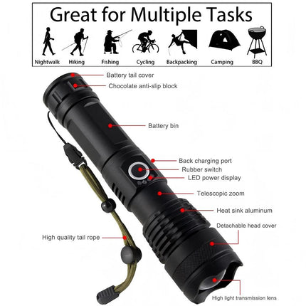 Most Powerful 99000000LM LED Military Torch USB Rechargeable Tactical Flashlight