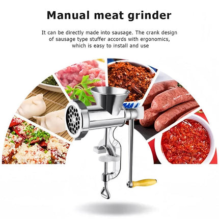 Manual Meat Grinder Table Hand Sausage Filler Stuffer Stainless Steel Kitchen
