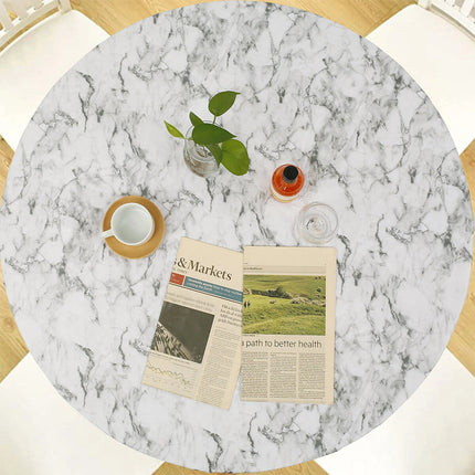 Elastic Edged Round Tablecloth Waterproof Oil-Proof Flannel Backed Table Cover